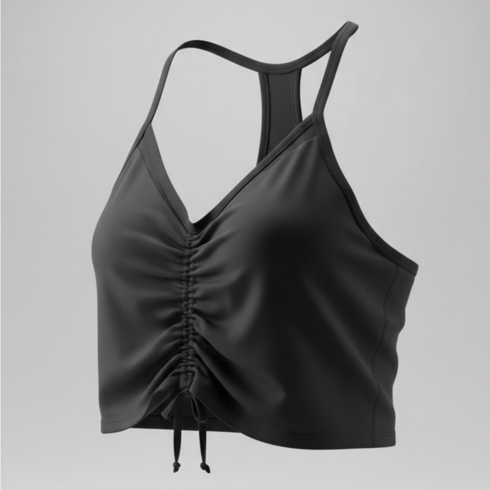 Fabletics Brand - Black Ruched Tank Top Shirt w Built In Bra - Women’s Size S